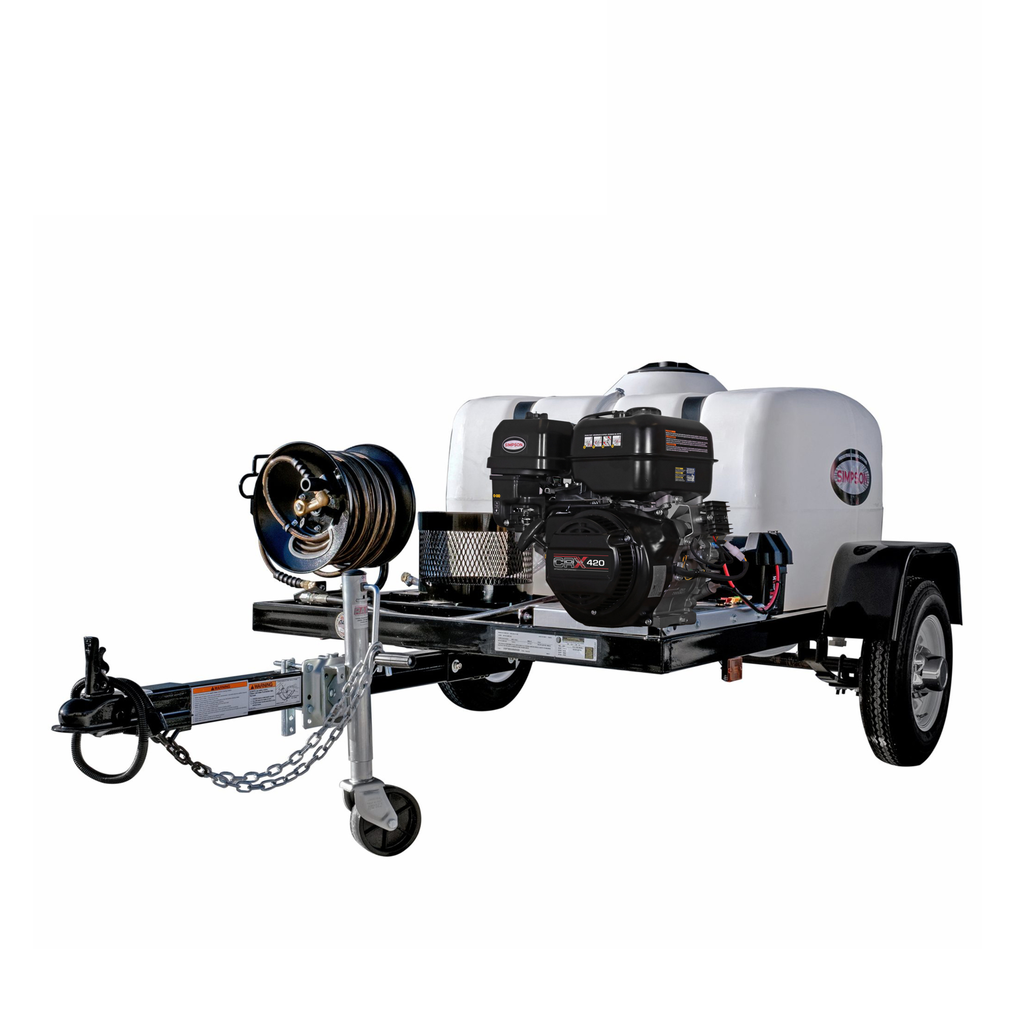 Simpson Gas Pressure Washer Trailer — 4200 PSI, 4 GPM, CRX 420 Engine, 150-Gal. Water Tank, Model# 95134